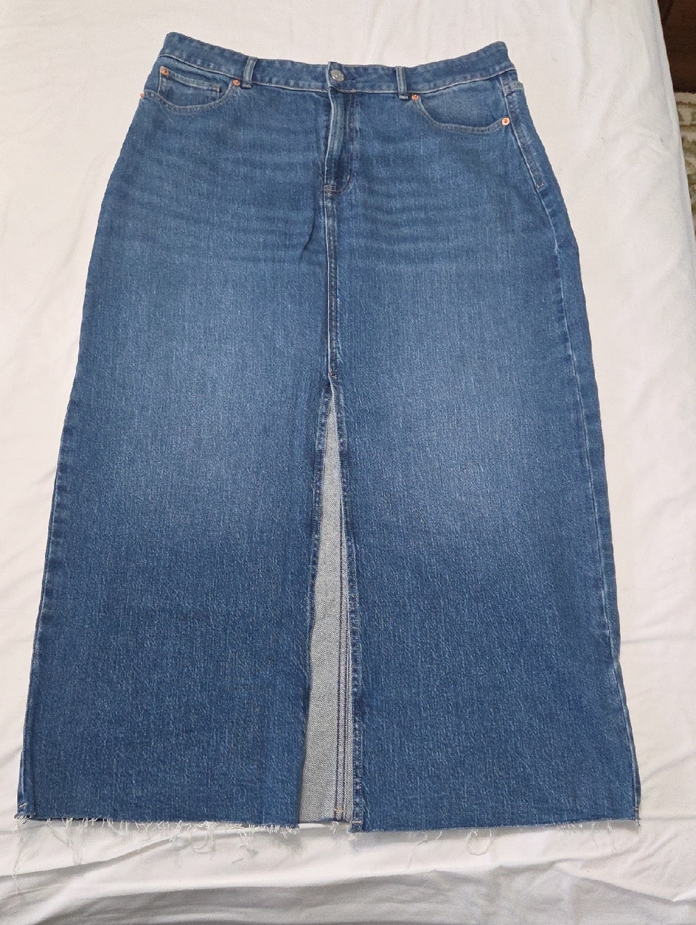 Reitmans Blue Denim Maxi Skirt with Front Slit